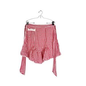 Vintage handmade apron red & white gingham check with pocket